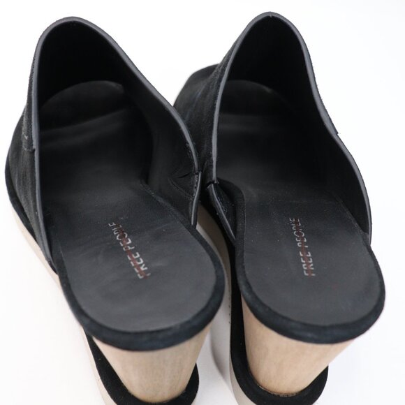 Free People Collection Leather/ Suede Running in Wedges Black Women's Size 10 - Picture 10 of 16